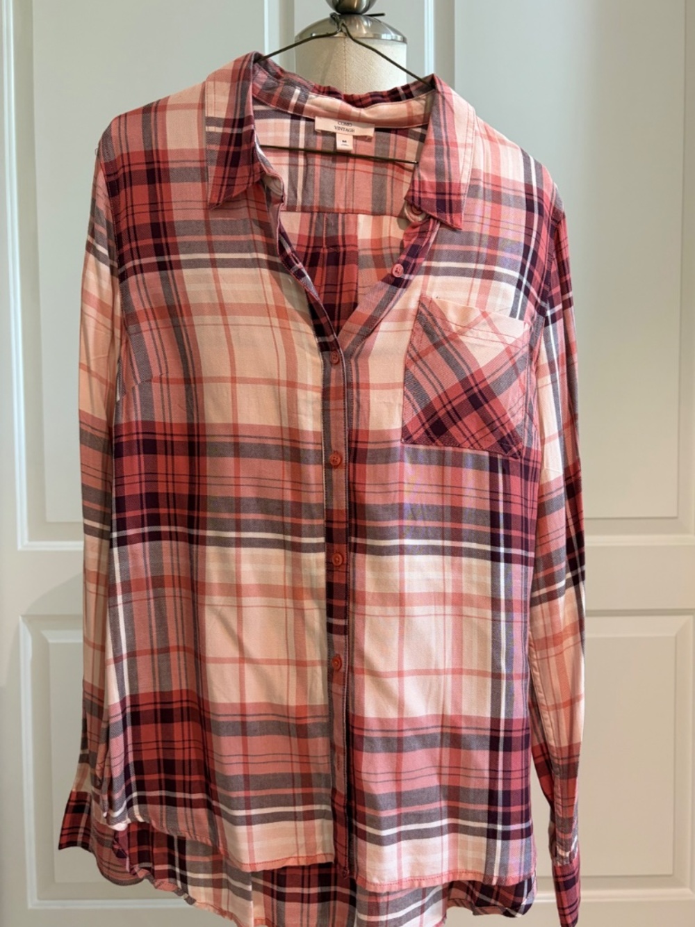 Como Vintage Pink Plaid Button Down Shirt